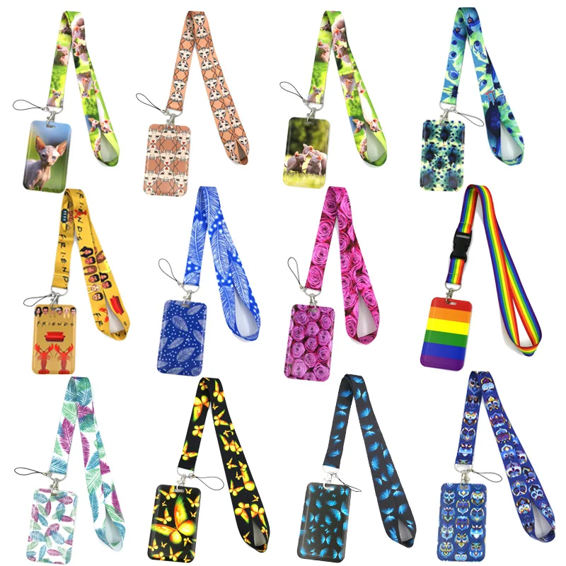 

Fashion Lanyards ID Badge Holder Bus Pass Case Cover Slip Bank Credit Card Holder Strap Card Holder Gifts Badge Subway