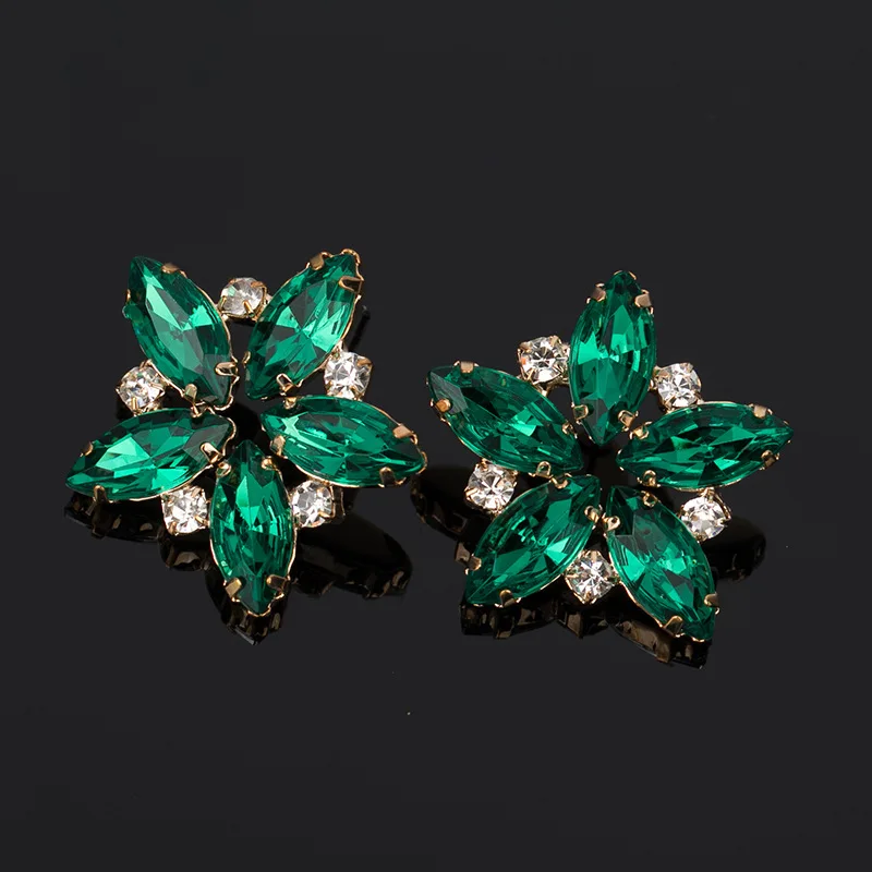 Bague Ringen, корейский стиль, модные серьги-гвоздики, изумрудные серьги для женщин, в форме цветка, серебро 925, ювелирное изделие, Подарок на годовщину