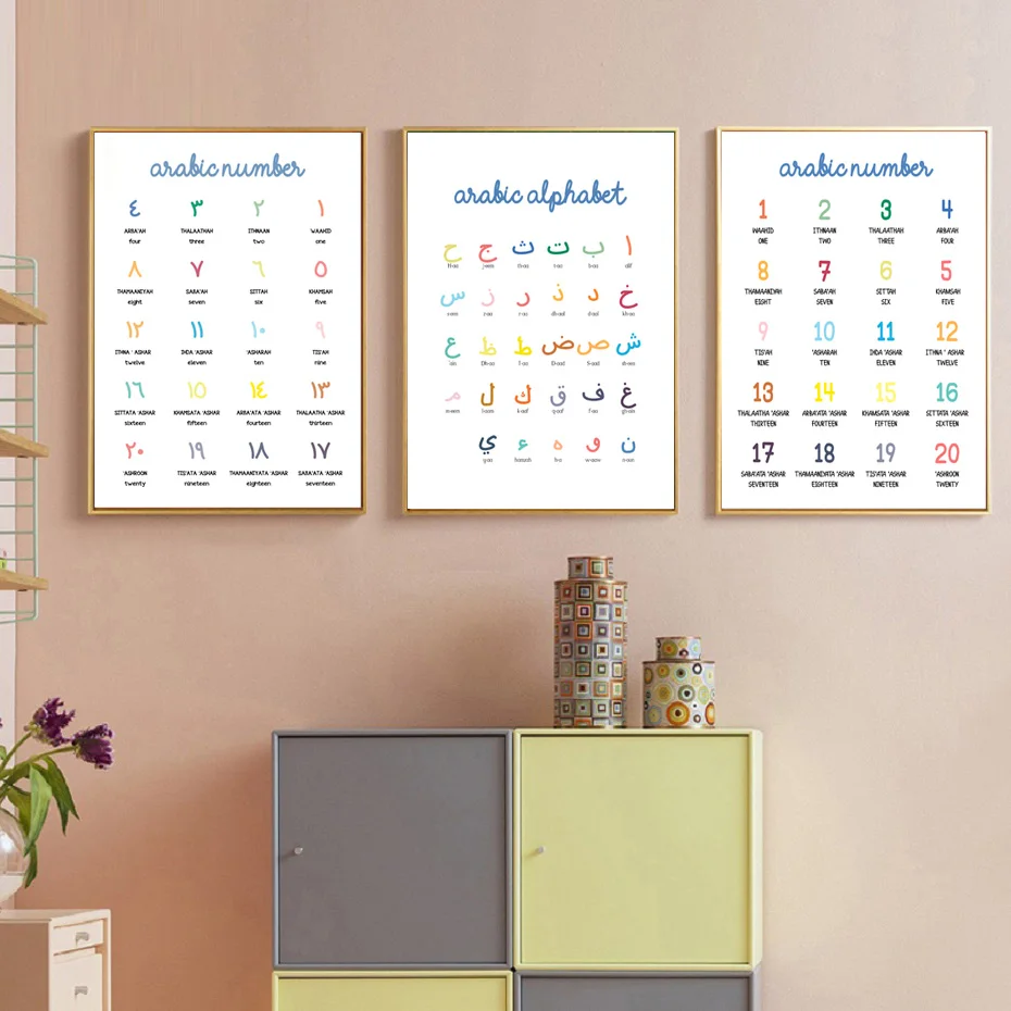 

Alphabet Islamic Poster Canvas Painting Wall Art Prints Print Pictures For Kids Bedroom Interior Home Decoration
