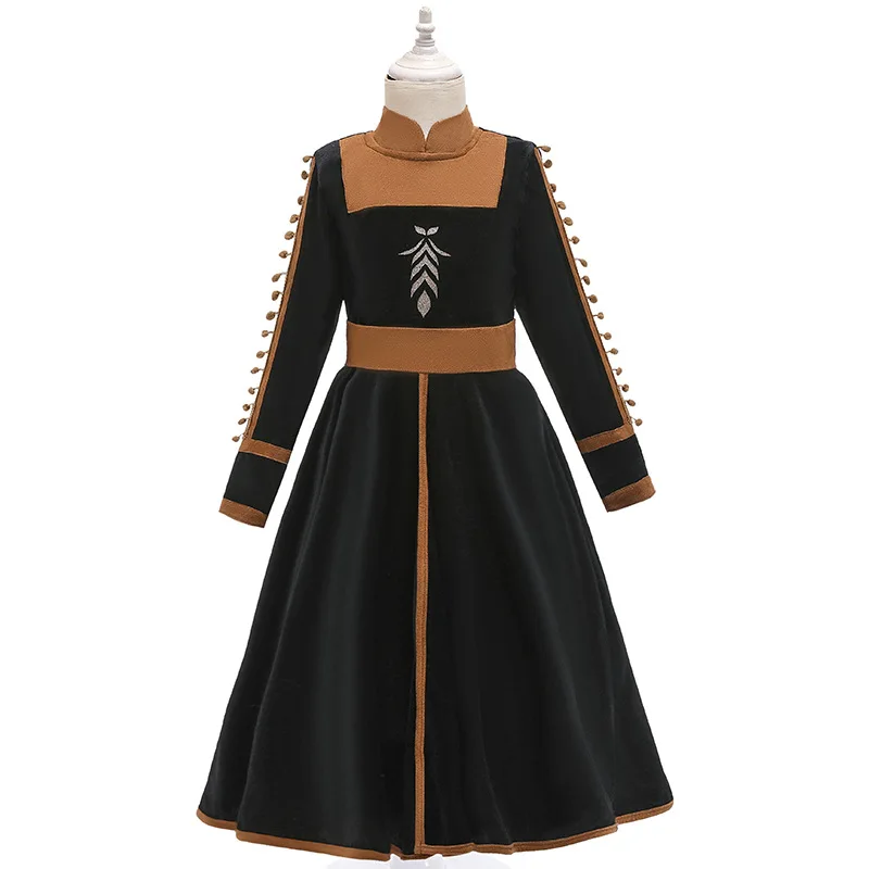 only dress4 Новая модель: платья «Принцессы Анна и Эльза» 2 шт. Бандажное платье От 4 до 10 лет платье принцессы с длинными рукавами Штаны для девочек с рождественским изображением Платья для праздников и дней рождения для детей - Цвет: only dress4