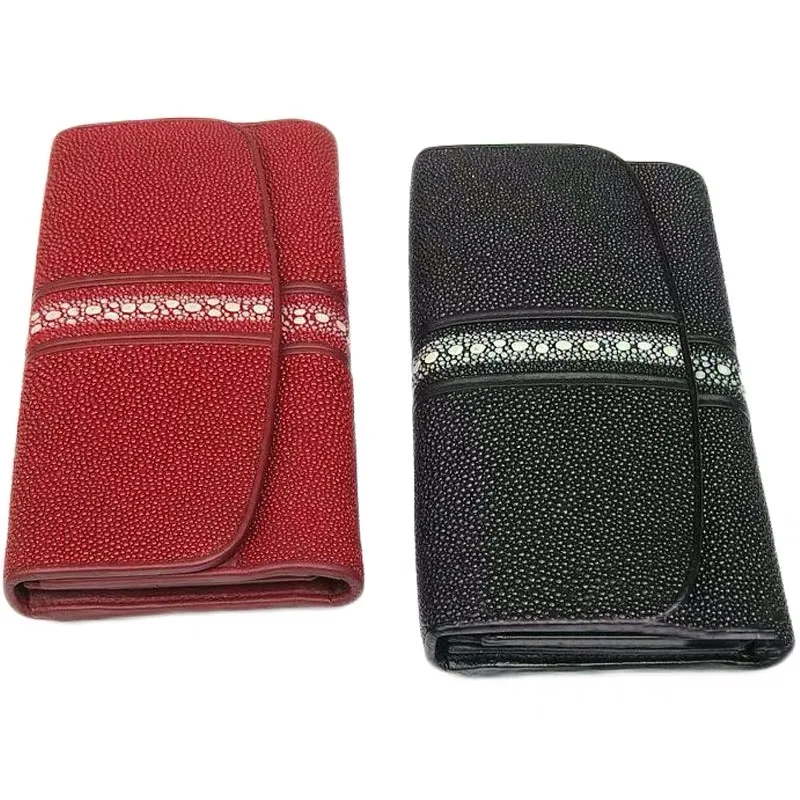 Мужской длинный черный бумажник в три сложения из натуральной кожи стиле унисекс