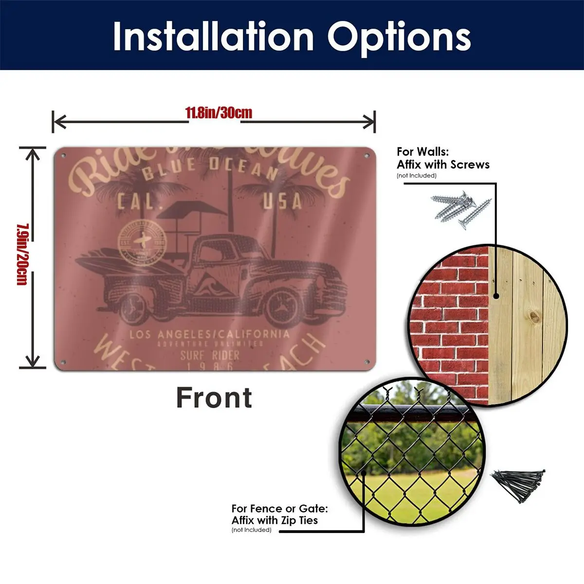 

Drawing-pacific-surf Sign 11.8*7.9 In One Size Metal Tin Signs For Home Decor