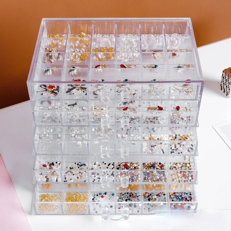 

72/120 Grid Large Capacity Nail Jewelry Storage Box Transparent Multi-layer Nail Box Classification Drawer Jewelry Box