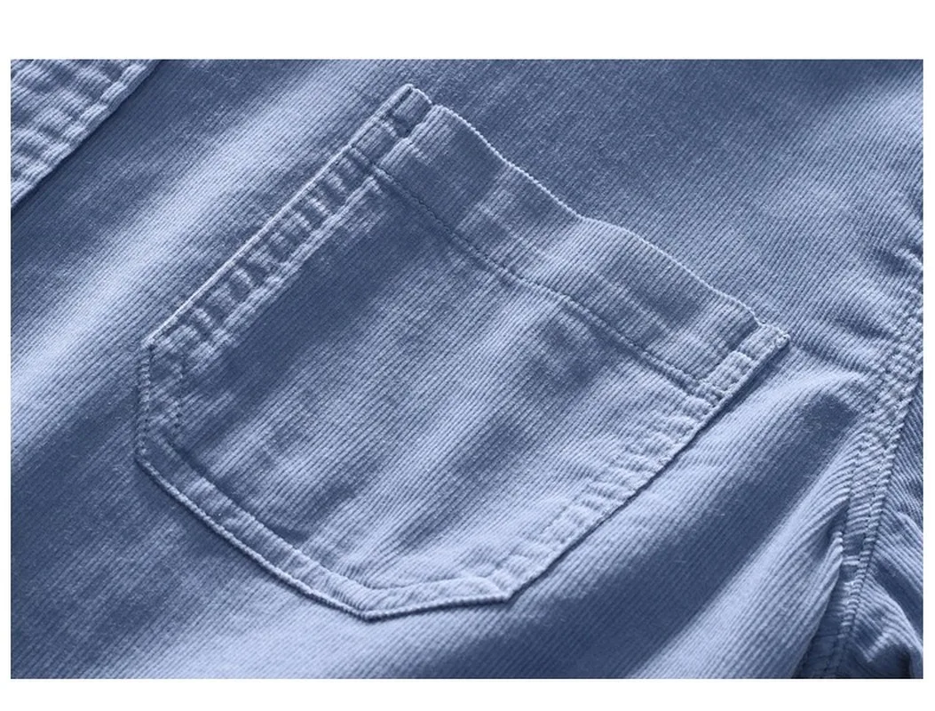 

Trendy Autumn Winter Warm 100% Cotton Corduroy Man Shirt Long Sleeved Button Down Smart Casual Shirts for Men Comfortable