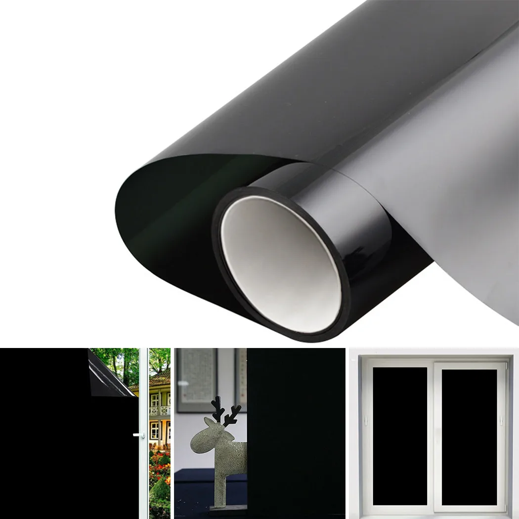 

Room Film Static Vinyl Electricity Privacy Black Blackout Blocking Cover-Light Darkening Easy To Apply Film Tint