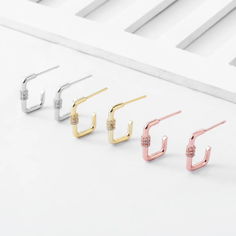 

SIPENGJEL Fashion punk Geometric Metal Stud Earrings Hip Hop Creativity Piercing Earrings For Women Girls Gift Jewelry