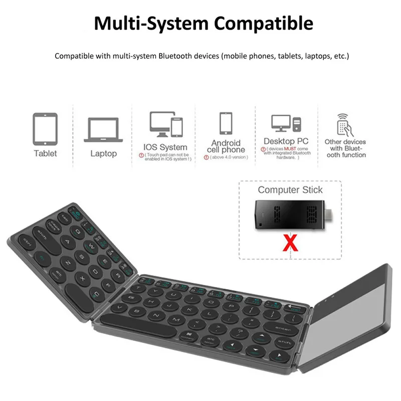 

B033 Portable Bluetooth Folding Mini Keyboard,Foldable BT Wireless Touchpad Keypad For IOS/Android/Window Ipad Tablet