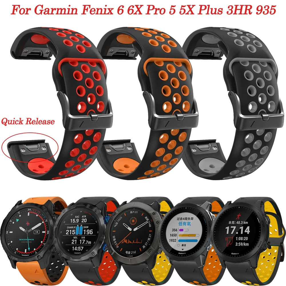 

Sport Silicone 22 26mm Watch Band Strap For Garmin Fenix 6 6X Pro 5 5X Plus 3HR 935 Smartwatch Fenix6 Fenix5 Quick Easyfit Wrist