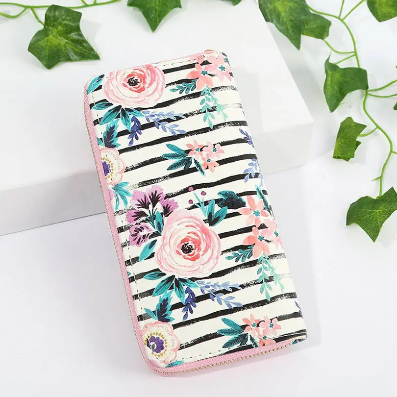 KANDRA Botanic Print кошелек для женщин веганский тропический летний клатч Фламинго ладонь кошельки органайзер для путешествий Подарок на молнии Держатель для карт