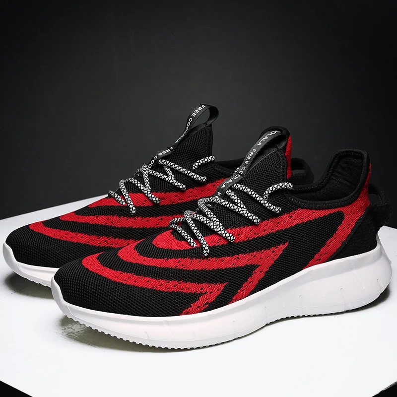 

Men's Sneakers Black Casual Shoes Comfortable Men Breathable Sneaker Zapatos Casuales 2020 Solid White Fashion Knitting For