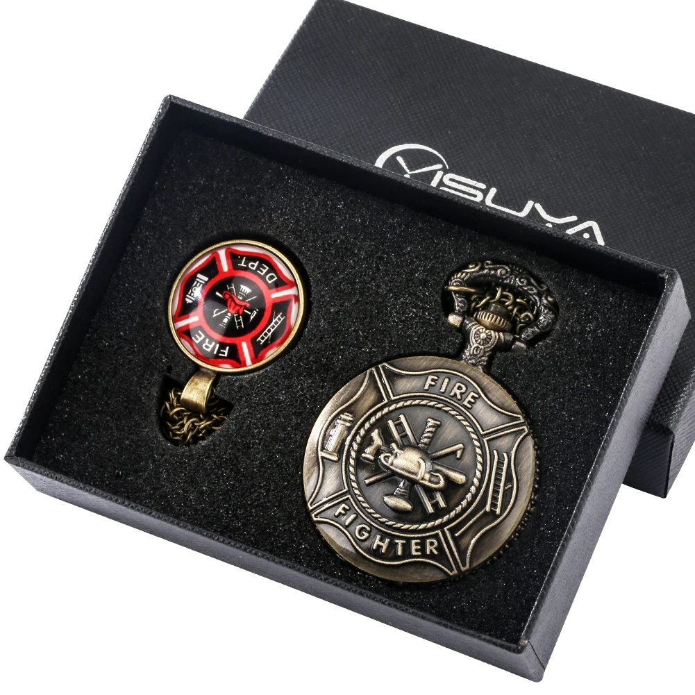 Retro Pocket Watch Kit Bronze Quartz Pocket Watch With Mini Necklace Accessories Pendant Watch Birthday Gift Set for Grandson