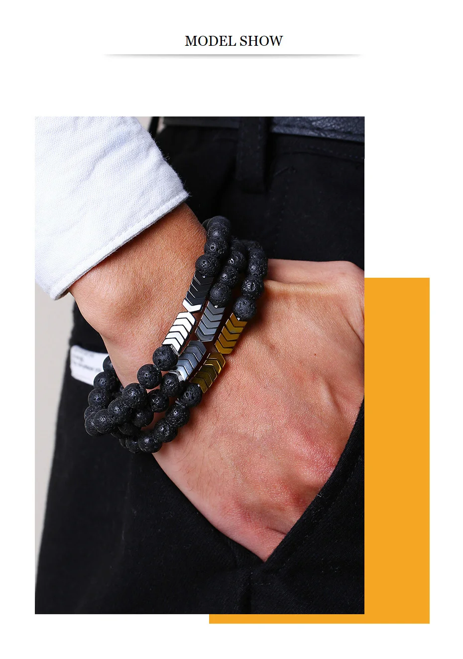 Vnox Mens Volcanic Lava Stone Beads Essential Oil Diffuser Bracelets for Women Healing Balance Yoga Magnet Arrow Charm