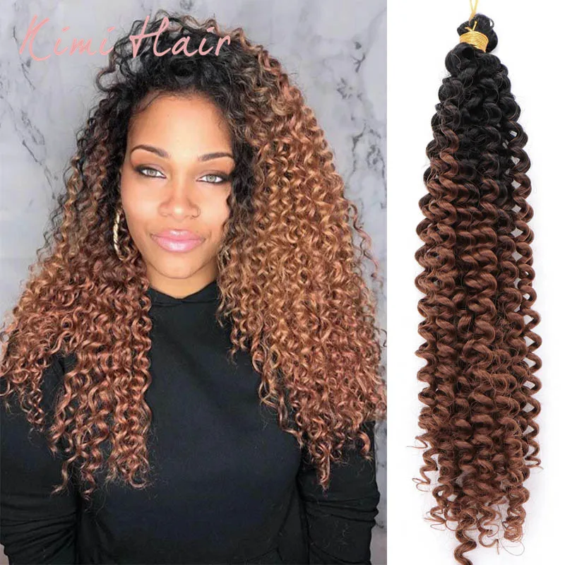 

Kimi волосы, волнистые кудрявые вязаные косы, Синтетические афро кудрявые волосы с эффектом омбре, светлые волнистые косы для женщин