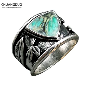 Vintage Antique Stone Ring Fashion Jewelry Mixed Color Turquoises Finger Ring For Men Women's Banquet Party Wedding Band Ring