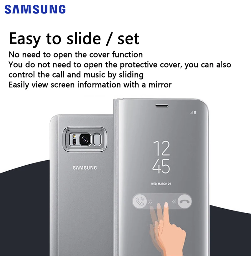 Samsung зеркальный Прозрачный чехол для samsung Galaxy S8 SM-G9500 S8+ S8 Plus SM-G9550 S-View флип-чехол с подставкой