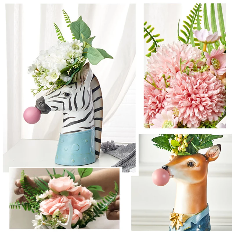 Творческая скульптура головы мультяшного животного цветочный горшок из смолы