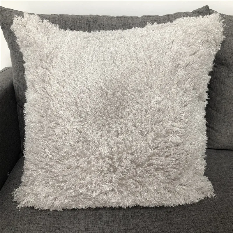 Домашняя декоративная наволочка из искусственного меха серый - Цена: 444.8