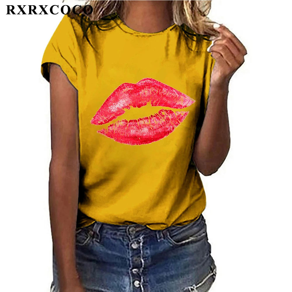 RXRXCOCO футболка женская с коротким рукавом тигра Miss Kiss Harajuku свободного размера