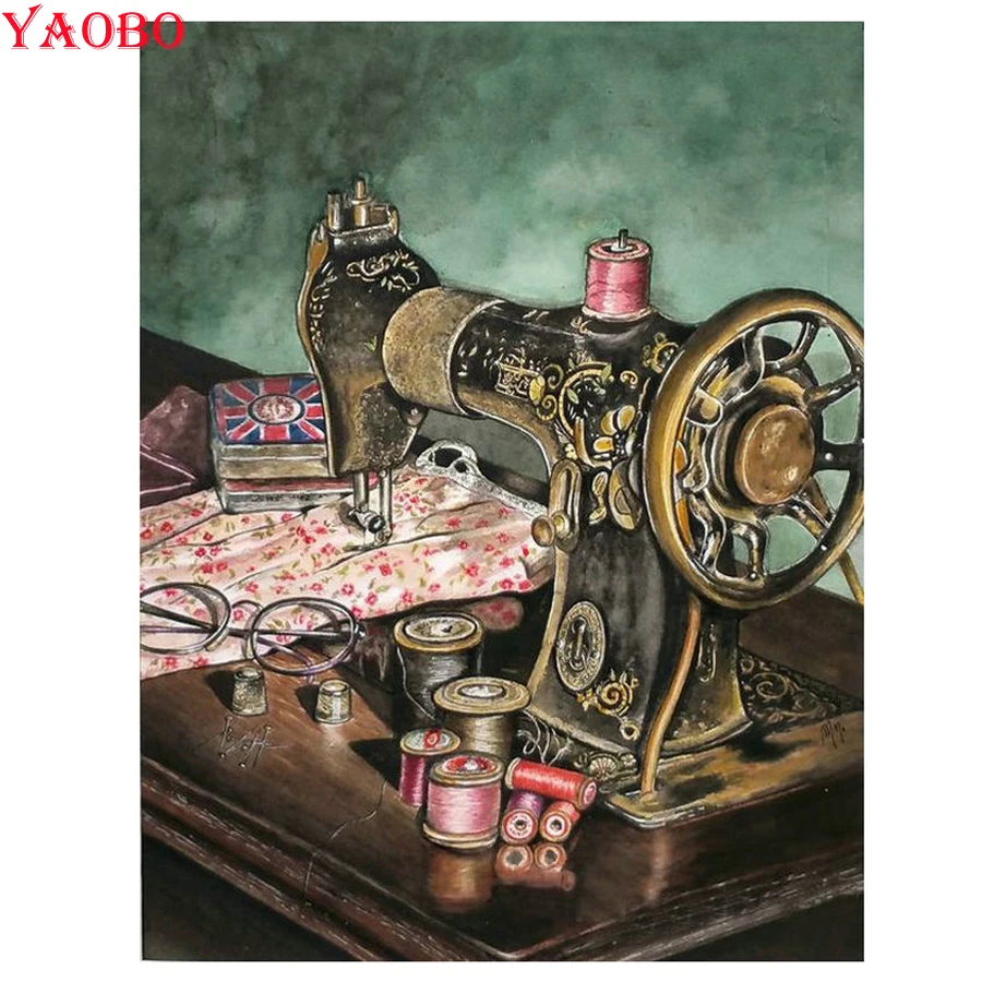 Алмазная живопись швейная машина сделай сам алмазная вышивка крестиком стразы