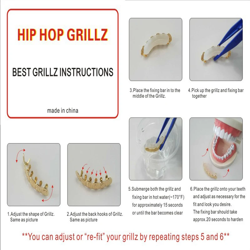 

Grill Set Gold Color Plated Four Full Open Face Hollow Tooth Grillz Top with CZ & Bottom Teeth Grills For Men & Women