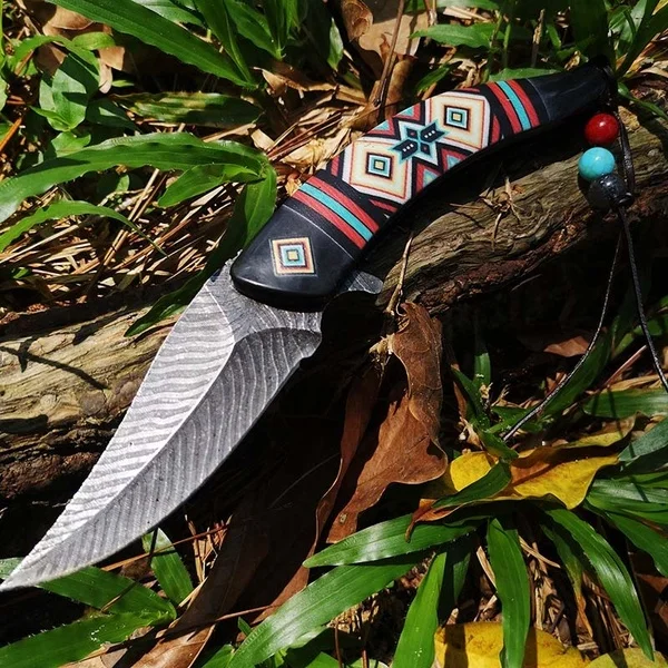 Карманный тактический нож Радужный красивый цвет ручной работы для листьев