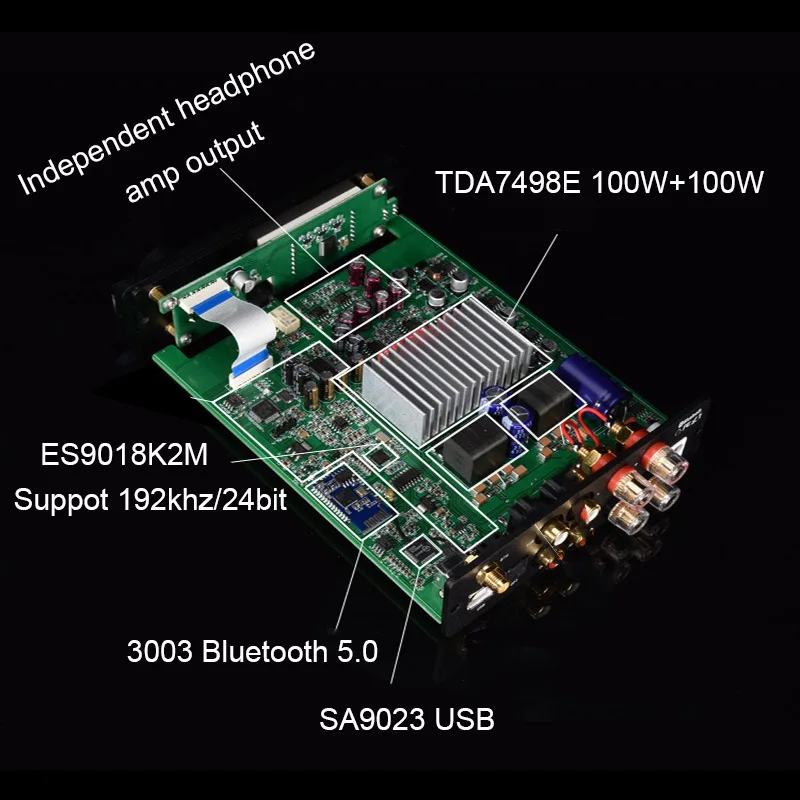 Цифровой усилитель Lusya TDA7498E Bluetooth 5 0 100 Вт * 2 ES9018k2m стерео DAC поддержка 24 бит 192K