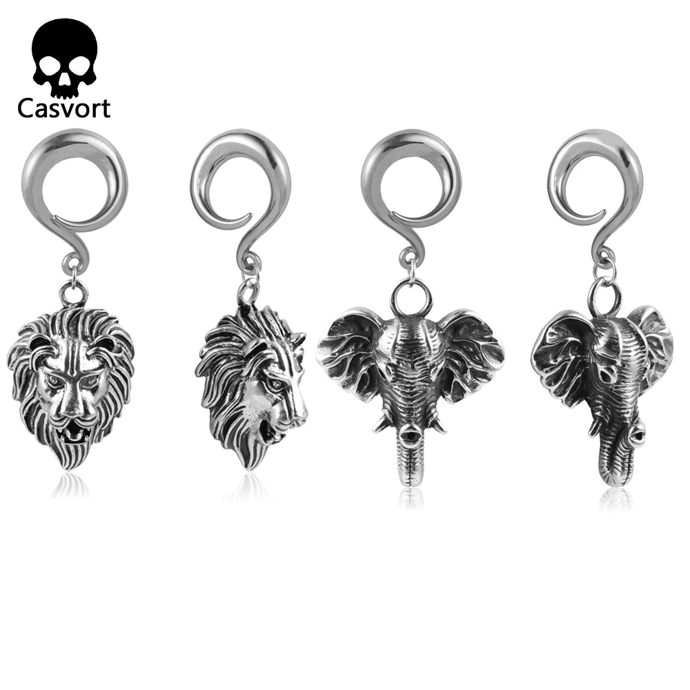 Casvort 2 штуки в форме Львиной головы ушной инструмент тоннель для пирсинга