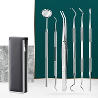 stainless steel dentist tool dental calculus removal instrument dental mirror probe tooth care kit tweezer hoe sickle scaler