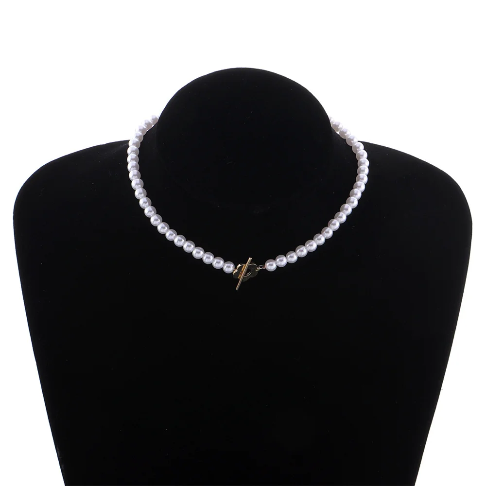 

YOUVI Goth Pearl Beads Chains Necklace for Women 2021 Trend Fashion Toggle Clasp Circle Lariat Men Choker Necklace Jewelry