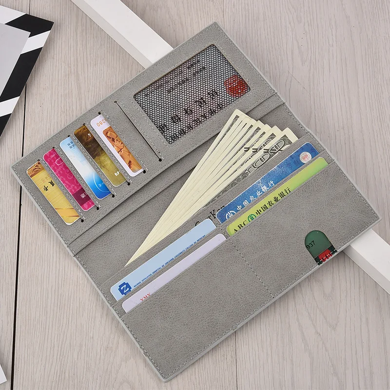

Caze Kyts 2020 New Men's long retro long wallet youth multi-card slot ultra-thin wallet soft leather clip matte leather wallet