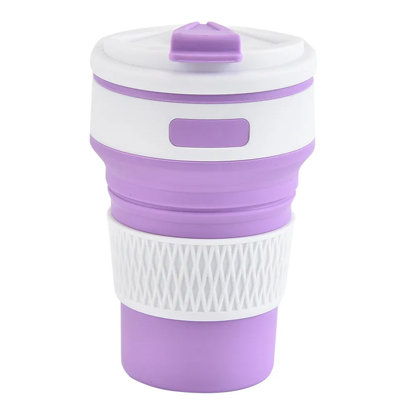 purple Силиконовая чашка креативный Силиконовый складной круглый Телескопический Силиконовый складной однослойный силиконовые чашки кружки, кофейная кружка - Цвет: purple