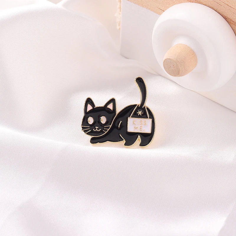 

Fashion Personality Accessories All-matched Popular Funny Black Cat Brooch Creative Unique Cute New Animal Series Brooch