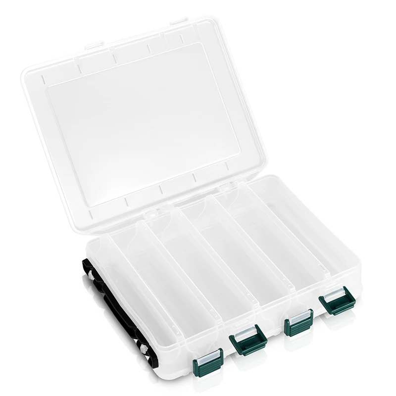 Transparnet L 10grid Двухсторонняя коробка для рыболовных снастей, пластиковый органайзер для летающих приманок, рыболовный крючок, аксессуары, чехол для хранения, водонепроницаемый, большой - Цвет: Transparnet L 10grid