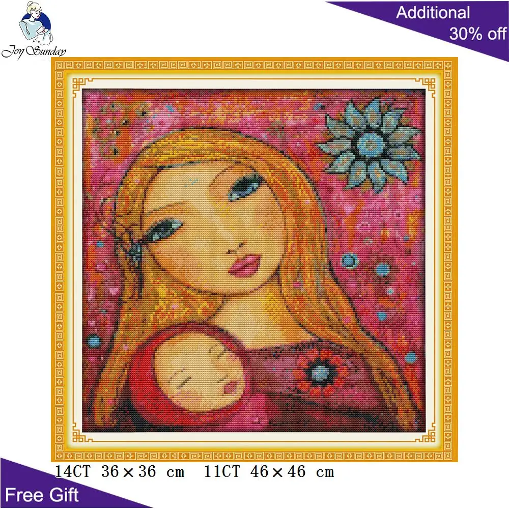 Набор для вышивки крестом Joy Sunday мамы и ребенка R596 14CT 11CT с счетом печатью