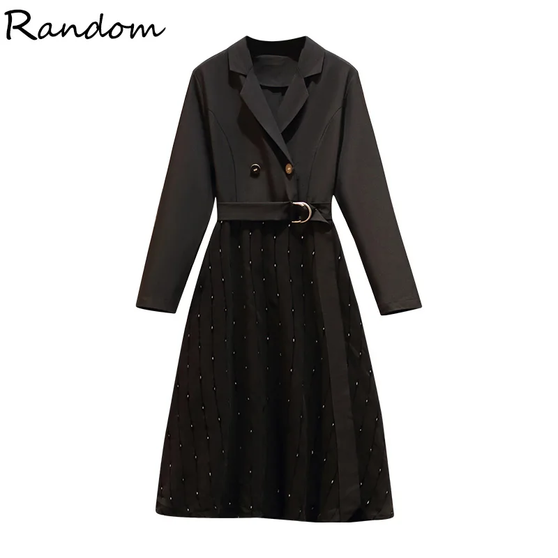 Plus Size Women Black Shirt Office Dress 2020 Smart Notched Long Sleeve Double breasted Prom Party Bodycon Dresses Cloth | Женская