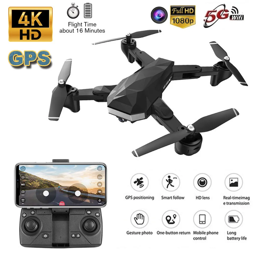 Бесщеточный Квадрокоптер R13 Drone x pro Селфи Wi Fi FPV 4K HD камера складной 20 минут полета
