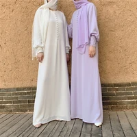elegant long muslim modest chiffon dresses for women abaya dubai caftan marocain with lined hijab dress islamic clothes turkey