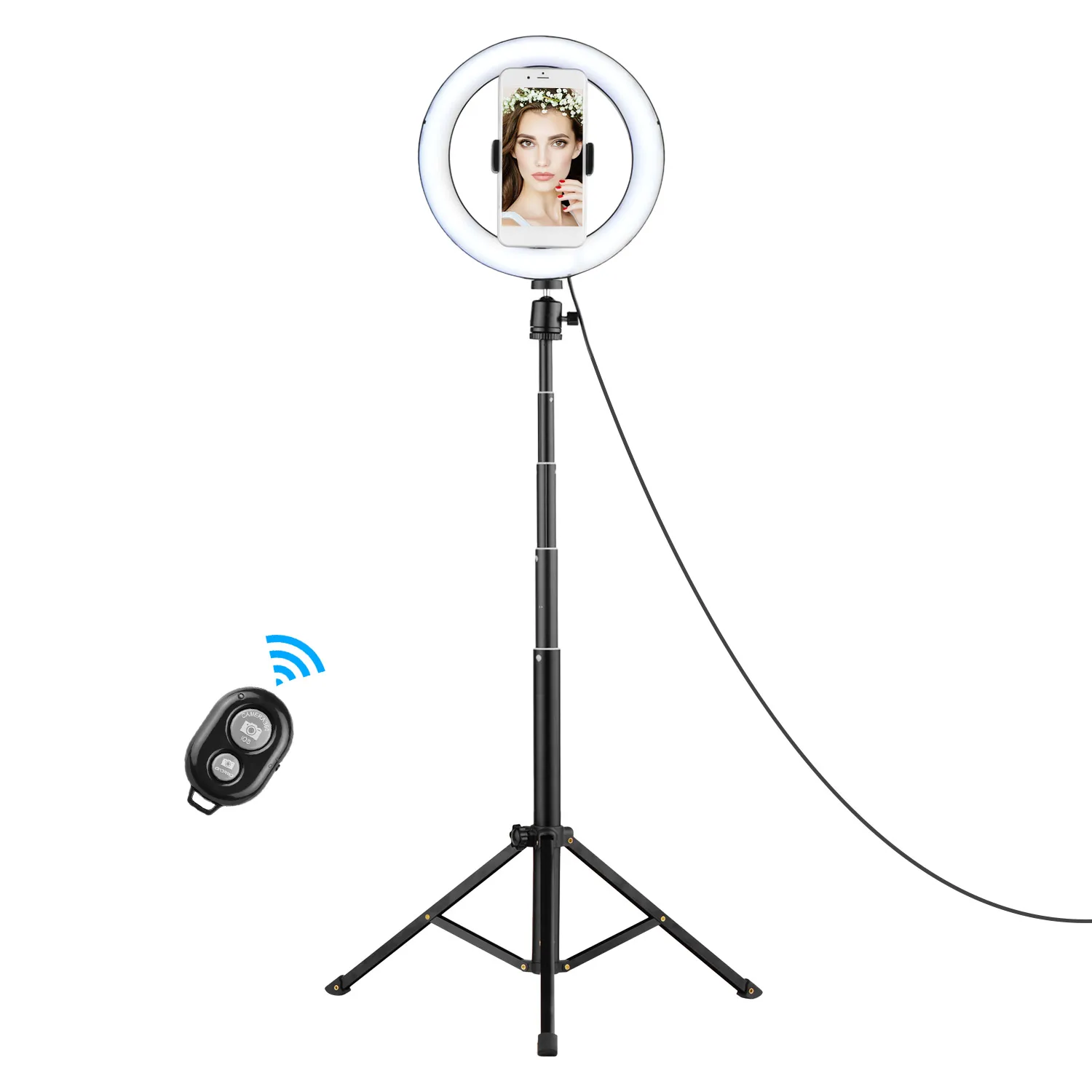 

8,6 дюймов/22 см Диаметр 3000-6000K двухцветная селфи светодиодный кольцо видео светильник с подставкой держатель телефона Дистанционное Управле...