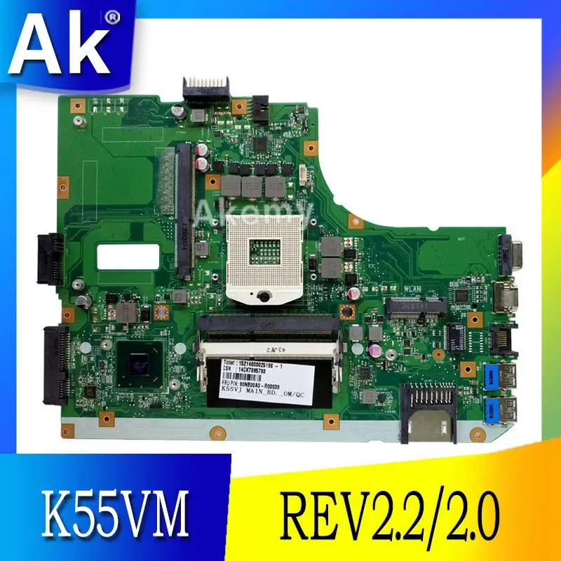 

AK K55VM laptop motherboard ForASUS A55V K55V K55VM Mainboard REV2.2/2.0 Support Geforce GT630 2G 100% tested
