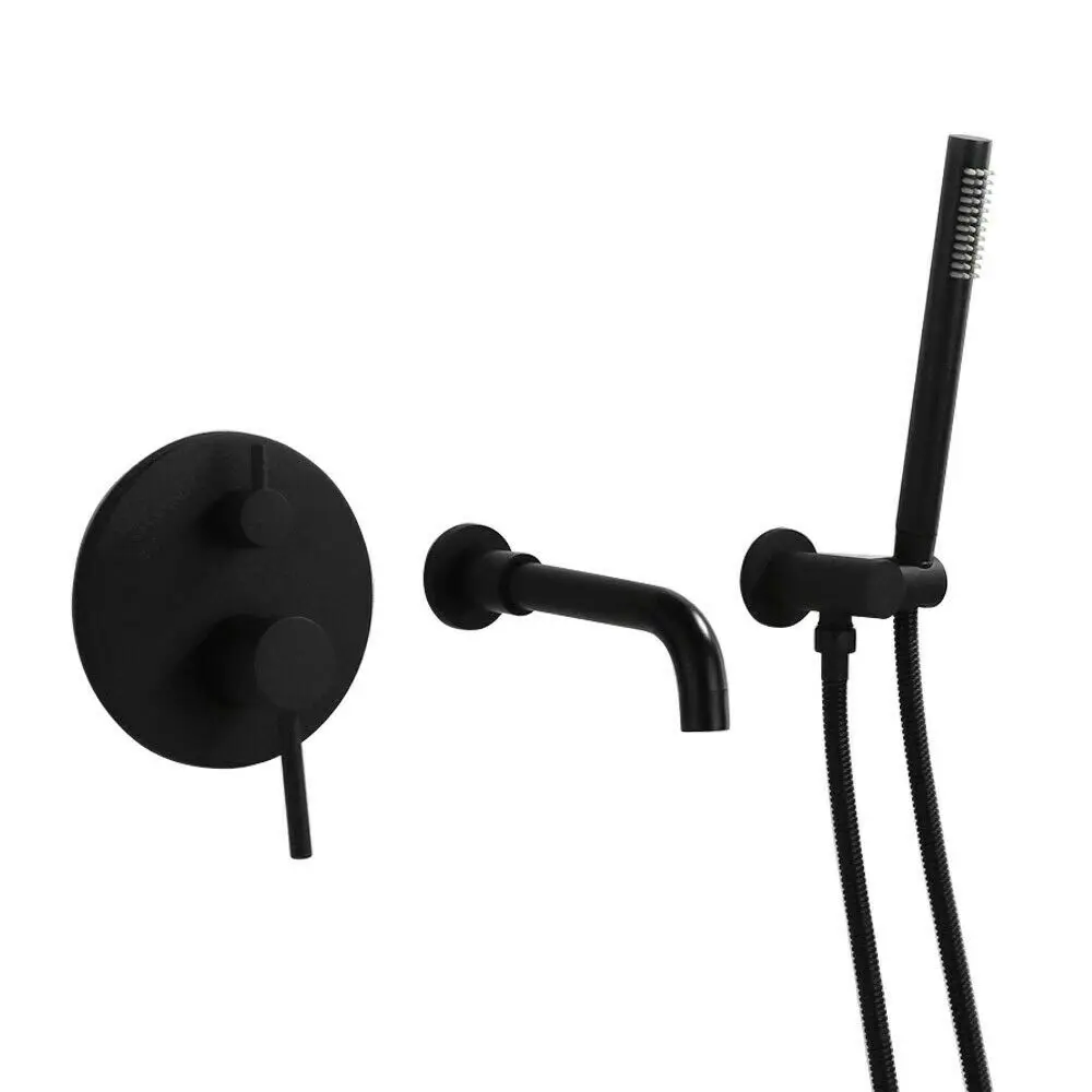 

Free ship Black color Wall Mounted Bathtub Shower Faucet with Handshower Set