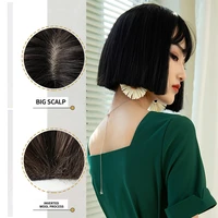 synthetic straight bob wig with bangs for black white women shoulder length short hair wigs for party cosplay bob wig