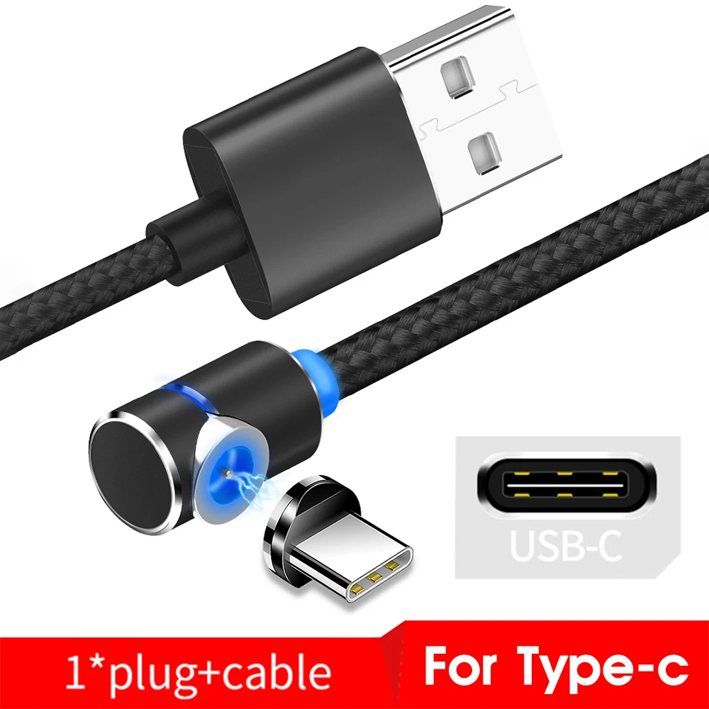 Магнитный usb кабель для зарядки для iPhone, быстрая зарядка, кабель для Android, Магнитный провод для samsung, Micro usb type C, кабель для зарядки, шнур для передачи данных - Цвет: Black For Type C