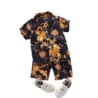 Новинка, летняя детская модная одежда, рубашка и шорты с мультяшным рисунком для маленьких мальчиков и девочек, 2 шт.компл., детская одежда для младенцев, повседневный спортивный костюм для малышей