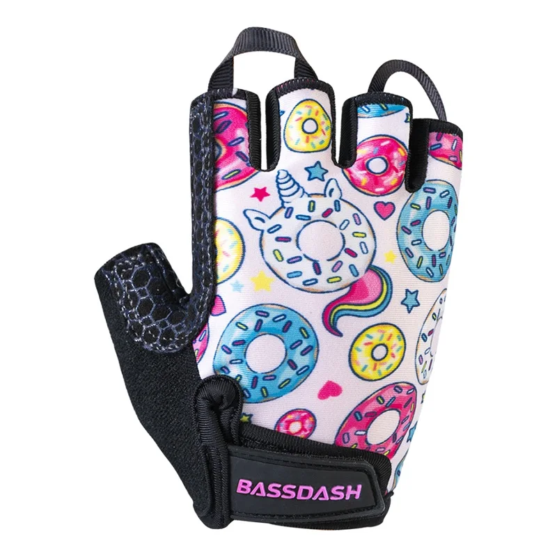Donuts Bassdash UPF 50+ детские перчатки с мягкими захватывающими ладонями, УФ-защита для велосипедов, рыбалки для мальчиков и девочек 1-8 лет - Цвет: Donuts