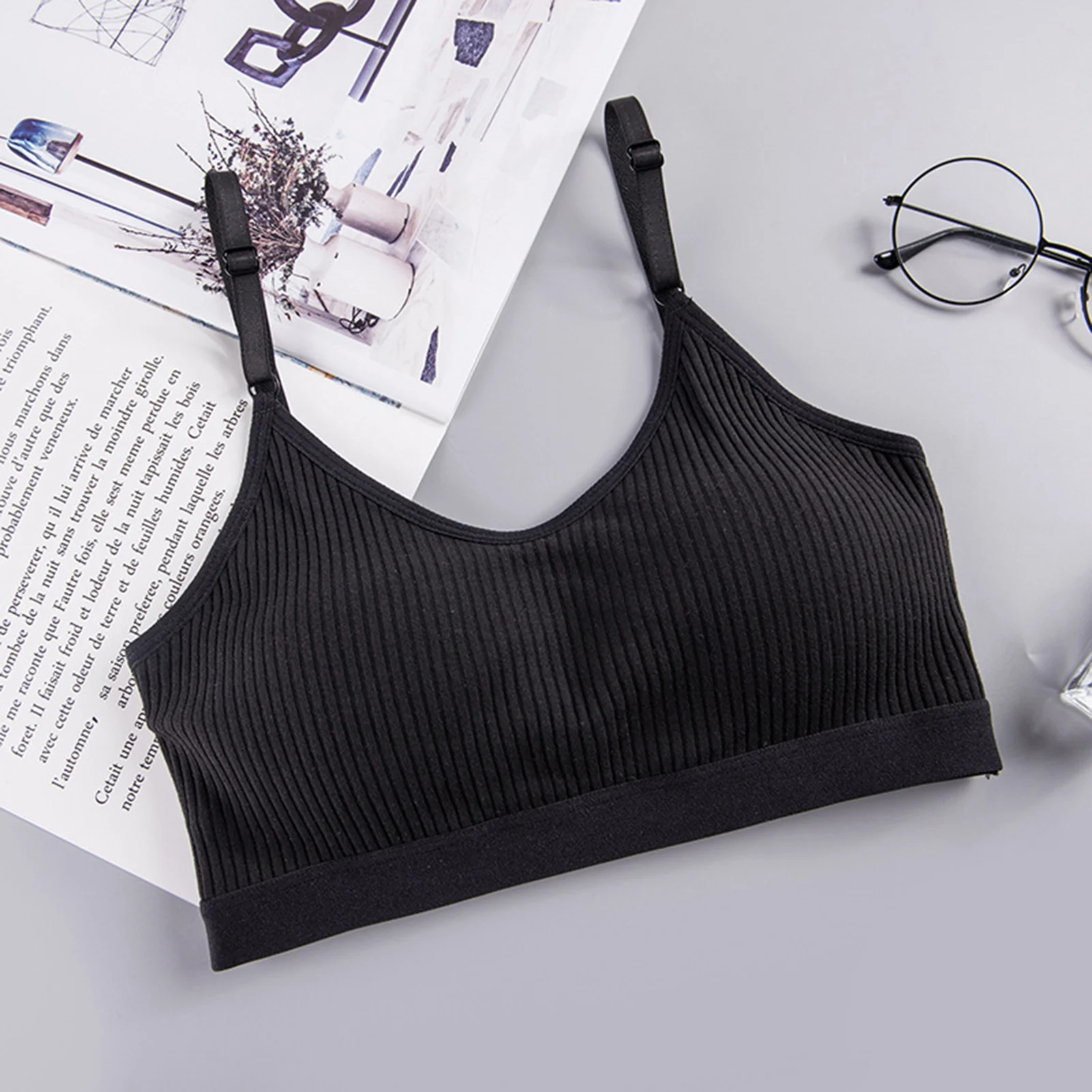 

Thread Cotton Tube Top Shockproof Padded Support Sports Bra For Yoga Fitness Running TT@88