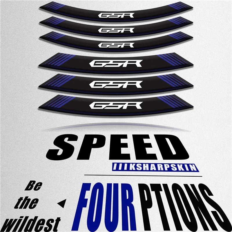 

Creative 8X motorcycle tire stickers personalized reflective decorative decals fashion wheel foil for suzuki gsr