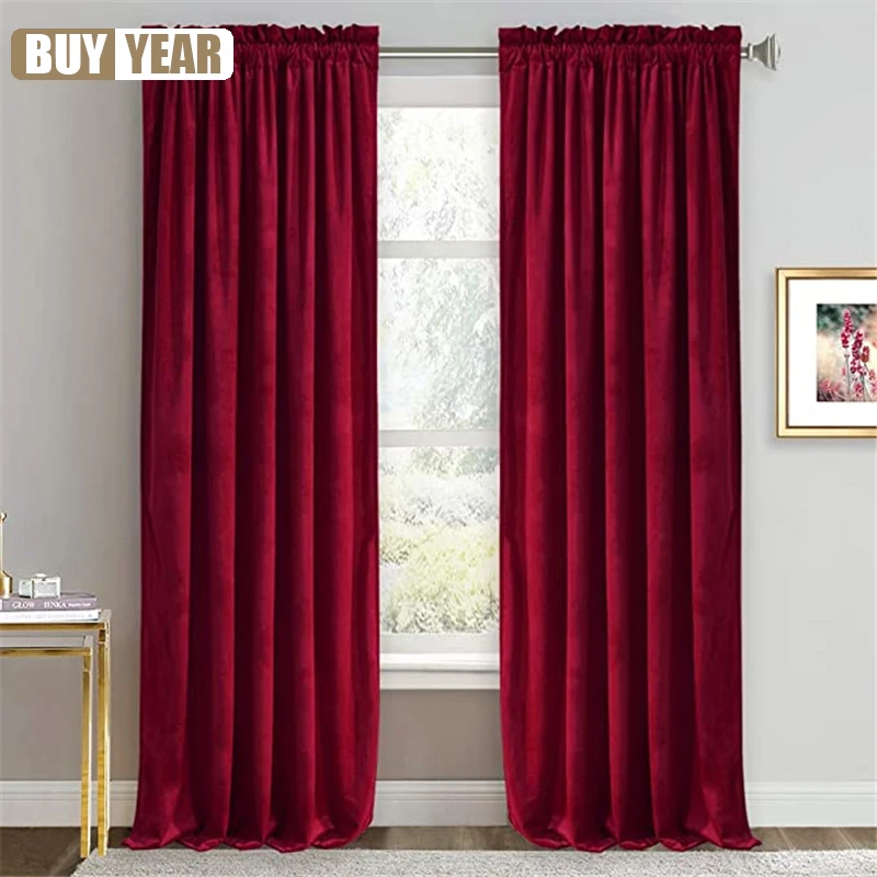 

Luxury Pink Velvet Curtains for living room bedroom Green Soft Velvet Panels Light Blocking Energy Efficient Warm Gold