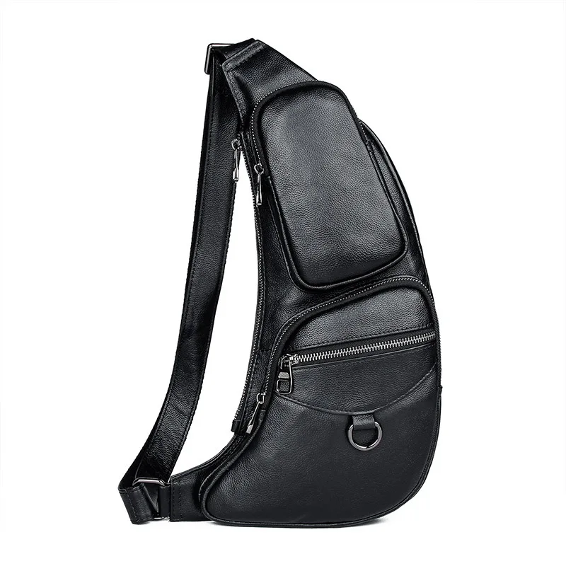 

Top Quality Men Genuine Leather Cowhide Sling Chest Back Day Pack Travel Cross Body Messenger Shoulder Bag For 7-inch Ipad