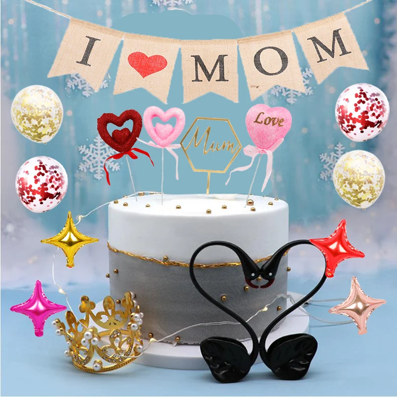 1 шт Золотой Розовый Топпер для торта в форме сердца Счастливый День матери