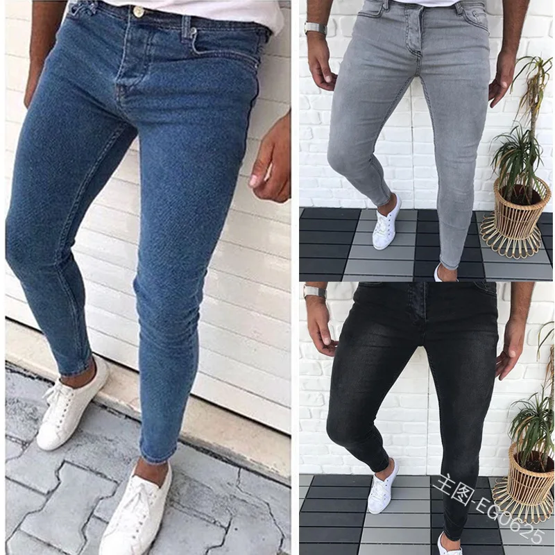 

Men's Casual Slim Jeans EG0625 In Solid Color Skinny Jeans Denim Pencil Pants Street Denim Trousers Fashion Cowboy Clothing